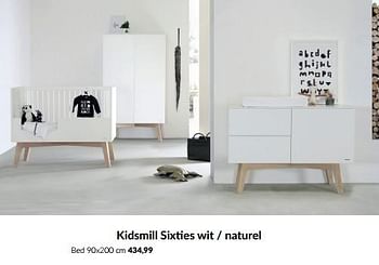Aanbiedingen Kidsmill sixties wit - naturel bed - Kidsmill - Geldig van 23/01/2023 tot 13/02/2023 bij Babypark
