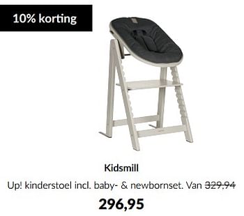 Aanbiedingen Kidsmill up! kinderstoel incl. baby- + newbornset - Kidsmill - Geldig van 23/01/2023 tot 13/02/2023 bij Babypark