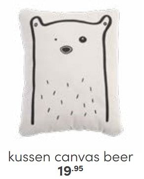 Aanbiedingen Kussen canvas beer - Huismerk - Baby &amp; Tiener Megastore - Geldig van 29/01/2023 tot 11/02/2023 bij Baby & Tiener Megastore