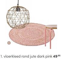 Aanbiedingen Vloerkleed rond jute dark pink - Huismerk - Baby & Tiener Megastore - Geldig van 29/01/2023 tot 11/02/2023 bij Baby & Tiener Megastore