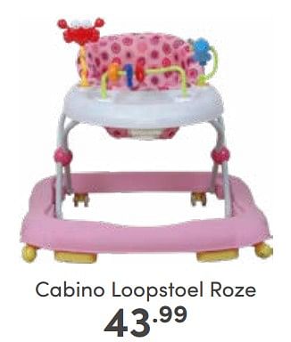 Aanbiedingen Cabino loopstoel roze - Cabino - Geldig van 29/01/2023 tot 04/02/2023 bij Baby & Tiener Megastore