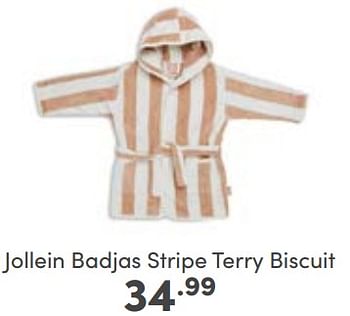 Aanbiedingen Jollein badjas stripe terry biscuit - Jollein - Geldig van 29/01/2023 tot 04/02/2023 bij Baby & Tiener Megastore