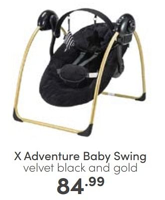 Aanbiedingen X adventure baby swing velvet black and gold - Xadventure - Geldig van 29/01/2023 tot 04/02/2023 bij Baby & Tiener Megastore