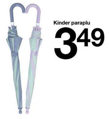 Aanbiedingen Kinder paraplu - Huismerk - Zeeman  - Geldig van 28/01/2023 tot 03/02/2023 bij Zeeman