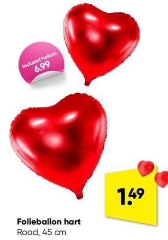 Aanbiedingen Folieballon hart - Huismerk - Big Bazar - Geldig van 30/01/2023 tot 12/02/2023 bij Big Bazar