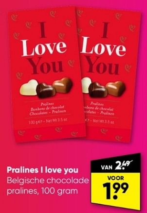 Aanbiedingen Pralines i love you - Huismerk - Big Bazar - Geldig van 30/01/2023 tot 12/02/2023 bij Big Bazar