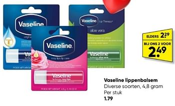 Aanbiedingen Vaseline lippenbalsem - Vaseline  - Geldig van 30/01/2023 tot 12/02/2023 bij Big Bazar