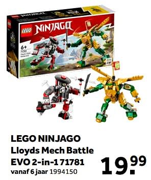 Aanbiedingen Lego ninjago lloyds mech battle evo 2-in-1 71781 - Lego - Geldig van 01/02/2023 tot 28/02/2023 bij Intertoys