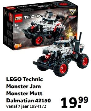 Aanbiedingen Lego technic monster jam monster mutt dalmatian 42150 - Lego - Geldig van 01/02/2023 tot 28/02/2023 bij Intertoys