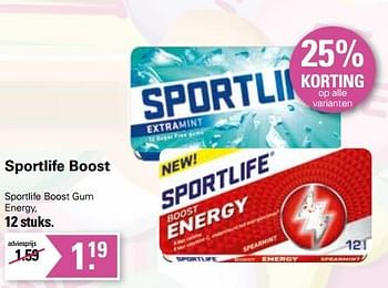 Aanbiedingen Sportlife boost gum energy - Sportlife - Geldig van 01/02/2023 tot 18/02/2023 bij De Online Drogist