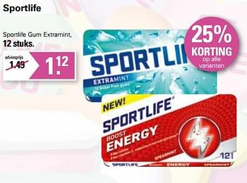 Aanbiedingen Sportlife gum extramint - Sportlife - Geldig van 01/02/2023 tot 18/02/2023 bij De Online Drogist