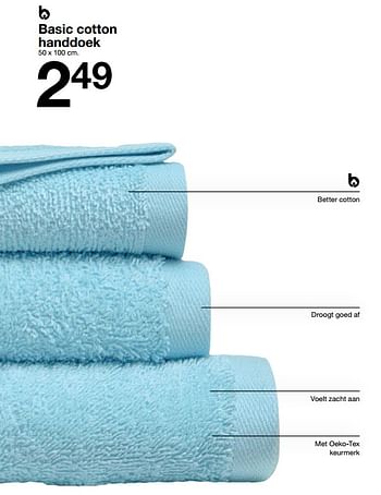 Aanbiedingen Basic cotton handdoek - Huismerk - Zeeman  - Geldig van 04/02/2023 tot 11/02/2023 bij Zeeman