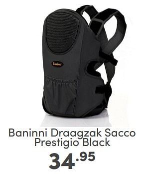 Aanbiedingen Baninni draagzak sacco prestigio black - Baninni - Geldig van 05/02/2023 tot 11/02/2023 bij Baby & Tiener Megastore