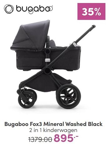 Aanbiedingen Bugaboo fox3 mineral washed black 2 in 1 kinderwagen - Bugaboo - Geldig van 05/02/2023 tot 11/02/2023 bij Baby & Tiener Megastore
