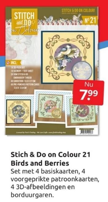 Aanbiedingen Stich + do on colour 21 birds and berries - Huismerk - Boekenvoordeel - Geldig van 04/02/2023 tot 12/02/2023 bij Boekenvoordeel