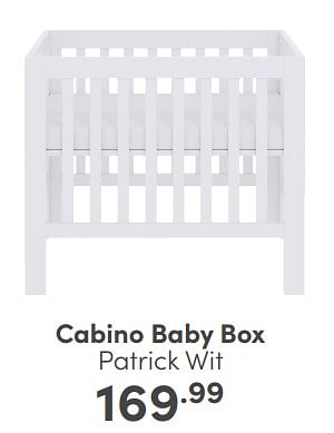 Aanbiedingen Cabino baby box patrick wit - Cabino - Geldig van 05/02/2023 tot 11/02/2023 bij Baby & Tiener Megastore