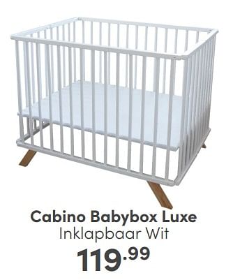Aanbiedingen Cabino babybox luxe inklapbaar wit - Cabino - Geldig van 05/02/2023 tot 11/02/2023 bij Baby & Tiener Megastore