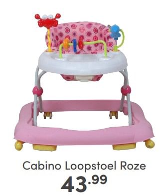 Aanbiedingen Cabino loopstoel roze - Cabino - Geldig van 05/02/2023 tot 11/02/2023 bij Baby & Tiener Megastore