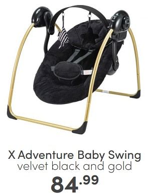 Aanbiedingen X adventure baby swing velvet black and gold - Xadventure - Geldig van 05/02/2023 tot 11/02/2023 bij Baby & Tiener Megastore
