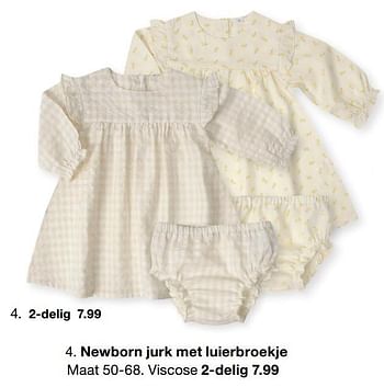 Aanbiedingen Newborn jurk met luierbroekje - Huismerk - Zeeman  - Geldig van 15/01/2023 tot 30/06/2023 bij Zeeman