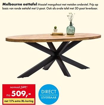 Aanbiedingen Melbourne eettafel - Huismerk - Woon Square - Geldig van 06/02/2023 tot 11/02/2023 bij Woon Square