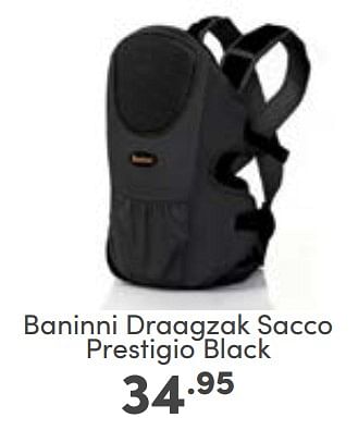 Aanbiedingen Baninni draagzak sacco prestigio black - Baninni - Geldig van 12/02/2023 tot 18/02/2023 bij Baby & Tiener Megastore