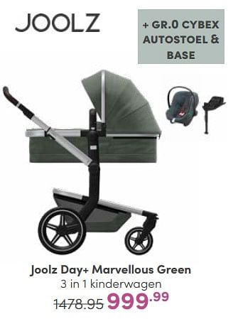 Aanbiedingen Joolz day+ marvellous green 3 in 1 kinderwagen - Joolz - Geldig van 12/02/2023 tot 18/02/2023 bij Baby & Tiener Megastore