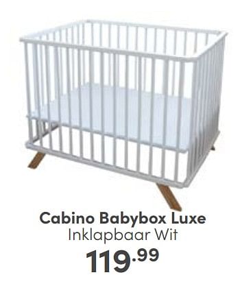 Aanbiedingen Cabino babybox luxe inklapbaar wit - Cabino - Geldig van 12/02/2023 tot 18/02/2023 bij Baby & Tiener Megastore