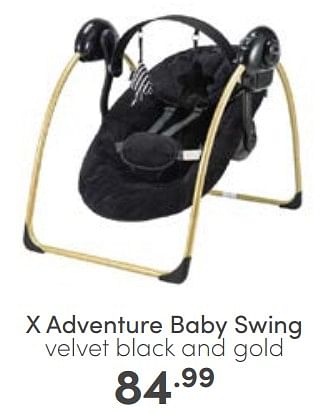 Aanbiedingen X adventure baby swing velvet black and gold - Xadventure - Geldig van 12/02/2023 tot 18/02/2023 bij Baby & Tiener Megastore