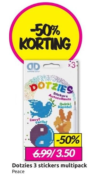 Aanbiedingen Dotzies 3 stickers multipack - Diamond Dotz - Geldig van 11/02/2023 tot 05/03/2023 bij Boekenvoordeel