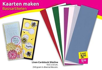 Aanbiedingen Linen cardstock slimline - Huismerk - Boekenvoordeel - Geldig van 11/02/2023 tot 05/03/2023 bij Boekenvoordeel