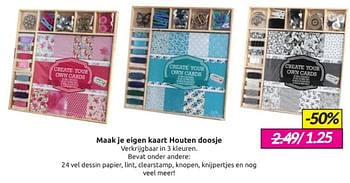 Aanbiedingen Maakje eigen kaart houten doosje - Huismerk - Boekenvoordeel - Geldig van 11/02/2023 tot 05/03/2023 bij Boekenvoordeel