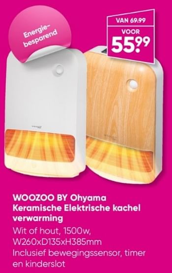 Aanbiedingen Woozoo by ohyama keramische elektrische kachel verwarming - Huismerk - Big Bazar - Geldig van 13/02/2023 tot 26/02/2023 bij Big Bazar