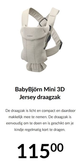 Aanbiedingen Babybjörn mini 3d jersey draagzak - BabyBjorn - Geldig van 07/02/2023 tot 20/02/2023 bij Babypark
