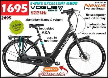 Aanbiedingen E-bike excellent m200 - Vogue Bike - Geldig van 02/02/2023 tot 26/02/2023 bij Itek