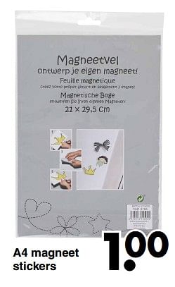 Aanbiedingen A4 magneet stickers - Huismerk - Wibra - Geldig van 13/02/2023 tot 26/02/2023 bij Wibra