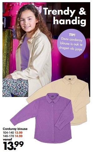 Aanbiedingen Corduroy blouse - Huismerk - Wibra - Geldig van 13/02/2023 tot 26/02/2023 bij Wibra