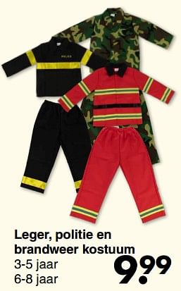Aanbiedingen Leger politie en brandweer kostuum - Huismerk - Wibra - Geldig van 13/02/2023 tot 26/02/2023 bij Wibra