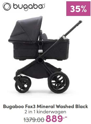 Aanbiedingen Bugaboo fox3 mineral washed black 2 in 1 kinderwagen - Bugaboo - Geldig van 19/02/2023 tot 25/02/2023 bij Baby & Tiener Megastore