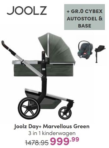 Aanbiedingen Joolz day+ marvellous green 3 in 1 kinderwagen - Joolz - Geldig van 19/02/2023 tot 25/02/2023 bij Baby & Tiener Megastore