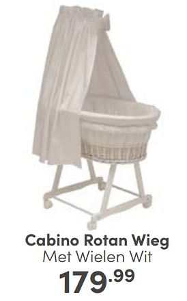 Aanbiedingen Cabino rotan wieg met wielen wit - Cabino - Geldig van 19/02/2023 tot 25/02/2023 bij Baby & Tiener Megastore