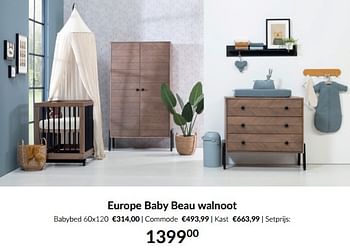 Aanbiedingen Europe baby beau walnoot - Europe baby - Geldig van 15/02/2023 tot 13/03/2023 bij Babypark
