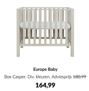 Aanbiedingen Europe baby box casper - Europe baby - Geldig van 15/02/2023 tot 13/03/2023 bij Babypark