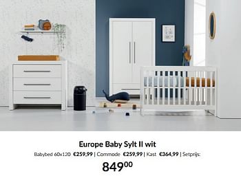 Aanbiedingen Europe baby sylt ii wit - Europe baby - Geldig van 15/02/2023 tot 13/03/2023 bij Babypark