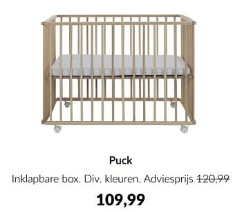 Aanbiedingen Puck inklapbare box - Puck - Geldig van 15/02/2023 tot 13/03/2023 bij Babypark