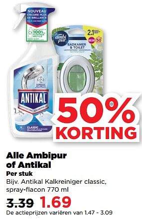Aanbiedingen Antikal kalkreiniger classic, spray-flacon - Antikal - Geldig van 19/02/2023 tot 25/02/2023 bij Plus