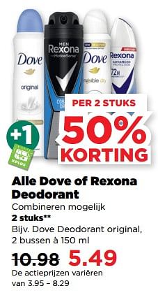 Aanbiedingen Dove deodorant original - Dove - Geldig van 19/02/2023 tot 25/02/2023 bij Plus