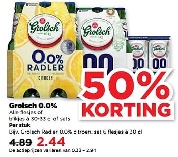 Aanbiedingen Grolsch radler 0.0% citroen - Grolsch - Geldig van 19/02/2023 tot 25/02/2023 bij Plus