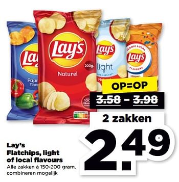 Aanbiedingen Lay’s flatchips, light of local flavours - Lay's - Geldig van 19/02/2023 tot 25/02/2023 bij Plus