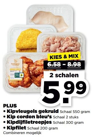 Aanbiedingen Plus kipvleugels gekruid kip cordon bleu’s kipdijfiletreepjes kipfilet - Huismerk - Plus - Geldig van 19/02/2023 tot 25/02/2023 bij Plus
